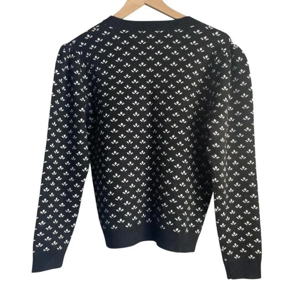 Adrianna Papell Women’s Nordic Black Crew Neck Sweater Size-Large - Picture 3 of 3